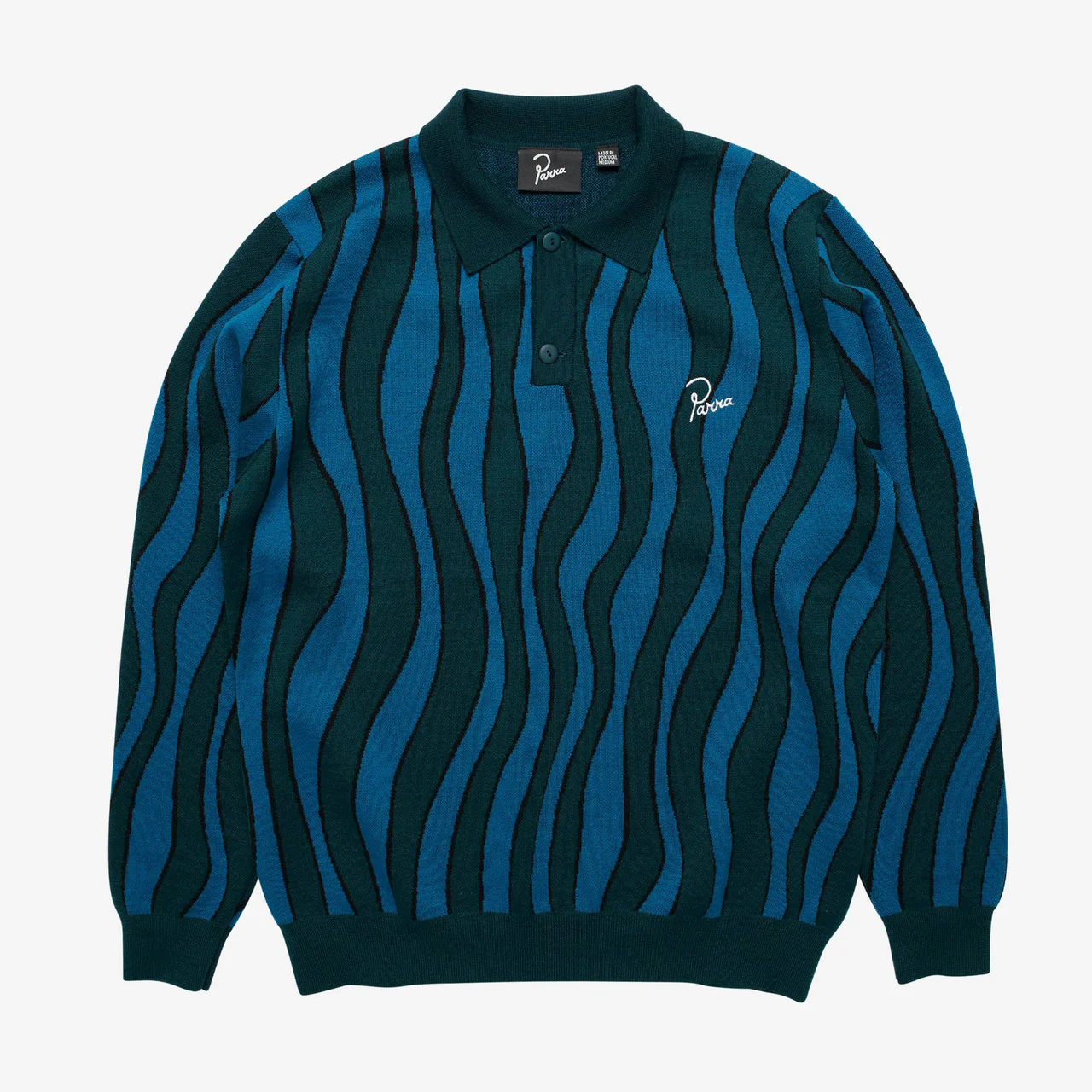 Aqua Weed Waves Knitted Polo Shirt