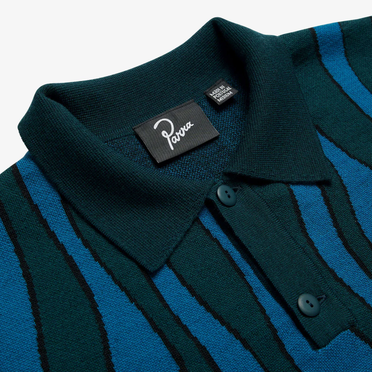 Aqua Weed Waves Knitted Polo Shirt - Image 4