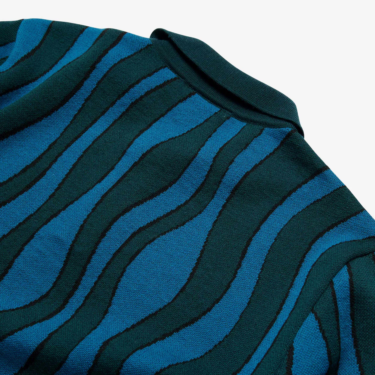 Aqua Weed Waves Knitted Polo Shirt - Image 8