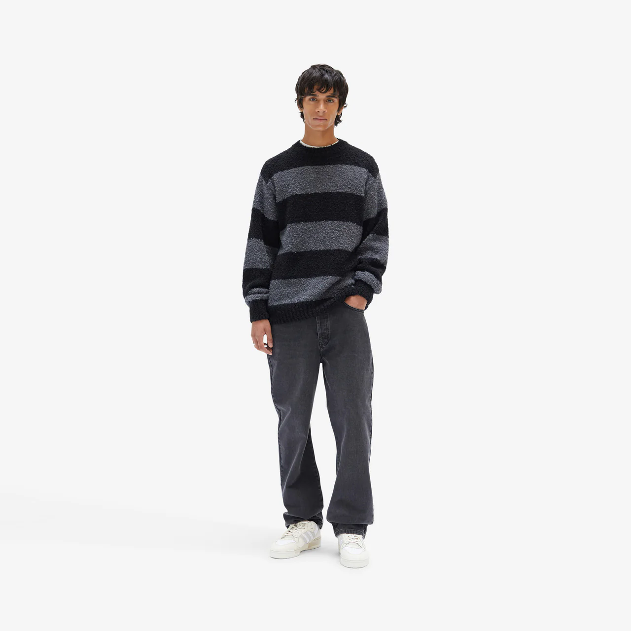 Striped Boucle Knit Crewneck - Image 6